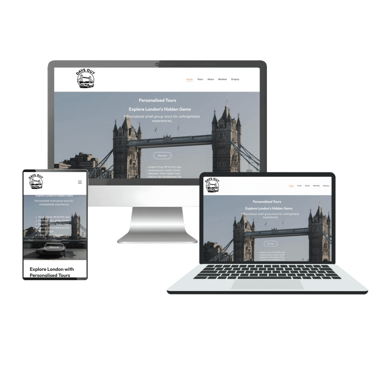 Home Responsive design showing Days Out website